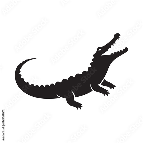 Silhouette of a crocodile on a white background