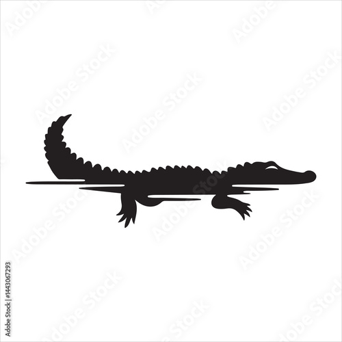 Silhouette of a crocodile on a white background