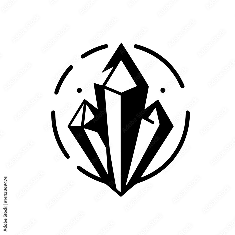 Minimalist Graphic Crystal Cluster Symbol Icon Logo Design Minimalist Graphic Crystal Cluster Symbol Icon Logo Design