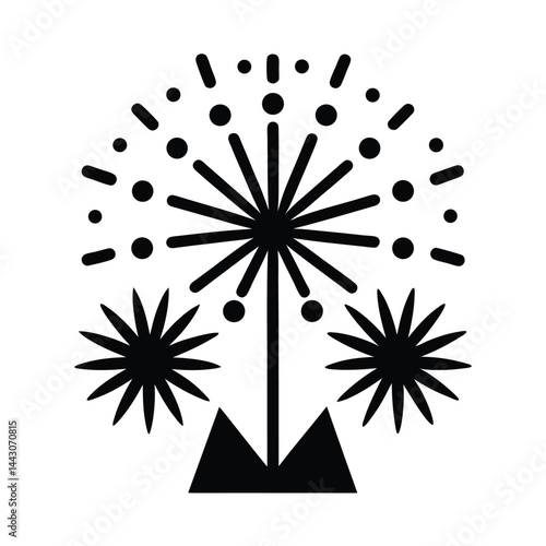 festival fireworks finale icon silhouette vector illustration