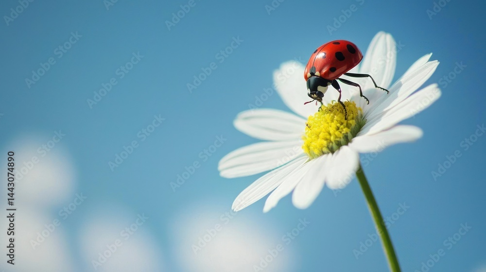 Fototapeta premium A bug climbing the stem of a flower during a bright sunny day