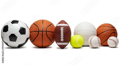 Sports balls collection isolated on white