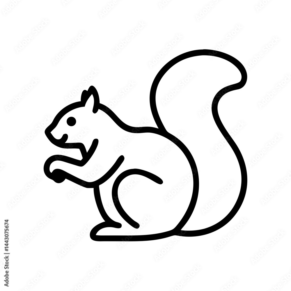 Fototapeta premium Squirrel holding nut in a playful pose against a simple white background 