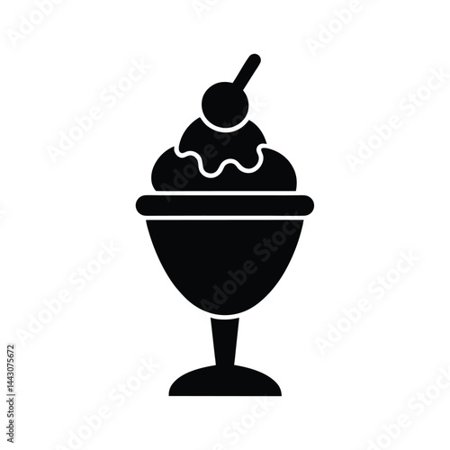 ice cream sundae icon silhouette vector illustration