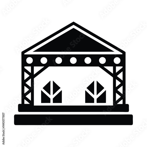 outdoor festival stage icon silhouette vector illustration