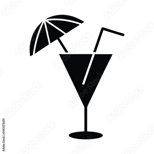 party drink cocktail umbrella icon silhouette vector illustration