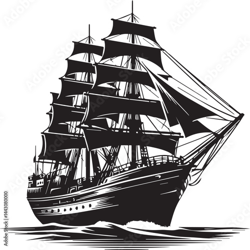 Monochromatic ship vector illustration