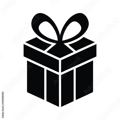 ribbon wrapped gift box icon silhouette vector illustration