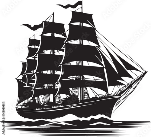 Monochromatic ship vector illustration