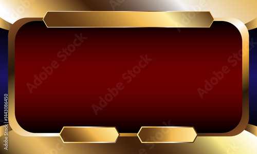 Luxury red gold frame banner vector design with header and button
