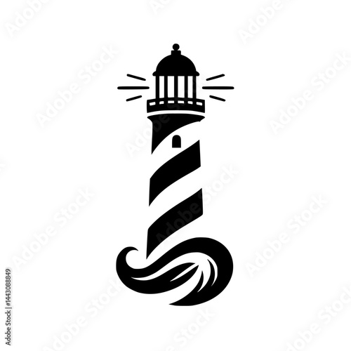 Lighthouse Silhouette: Black & White Nautical Design
