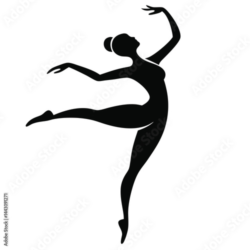 Graceful Silhouette: A ballet dancer's poised silhouette gracefully embodies the beauty of movement, showcasing the elegance and precision of dance in a minimalist design.