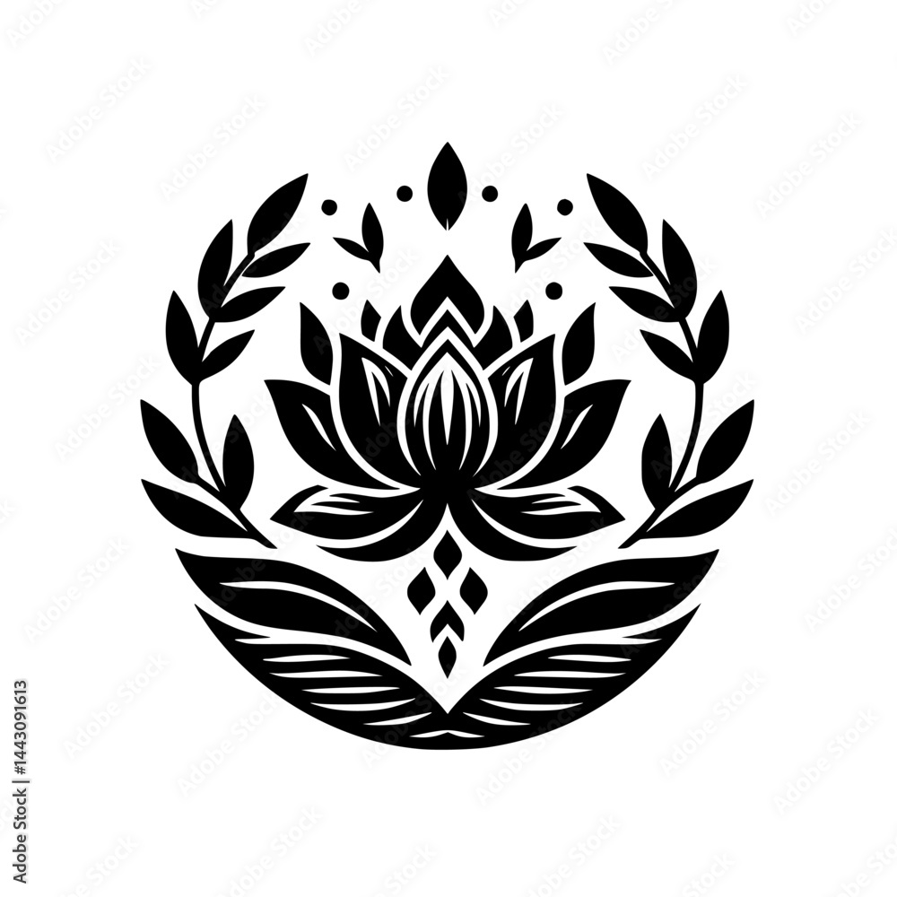 Obraz premium Elegant Black & White Lotus Mandala Design