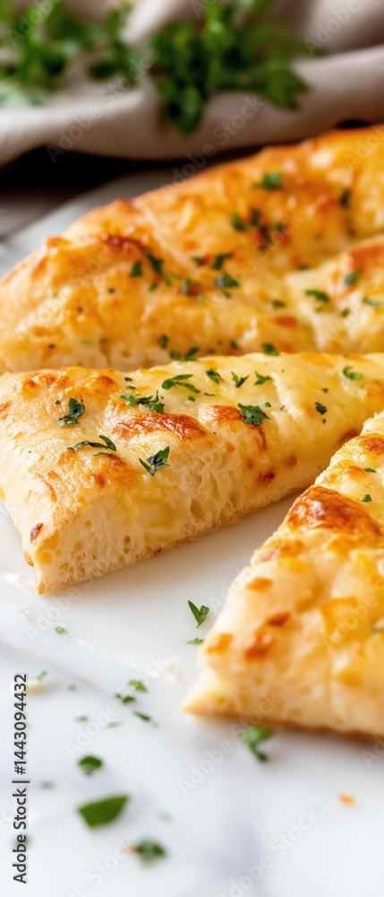 Close-up of a freshly baked pizza on a white plate. the pizza has a golden-brown crust and is topped with melted cheese and fresh herbs. Close-up of a freshly baked pizza on a white plate. the pizza has a golden-brown crust and is topped with melted cheese and fresh herbs.