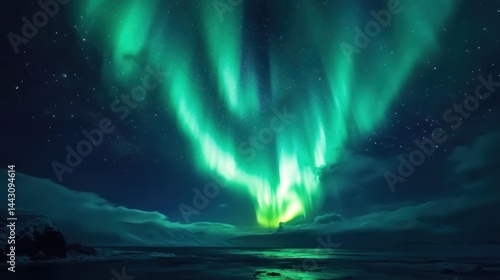 Wallpaper Mural Icelandic Aurora Borealis: A Celestial Dance Over the Ocean Torontodigital.ca