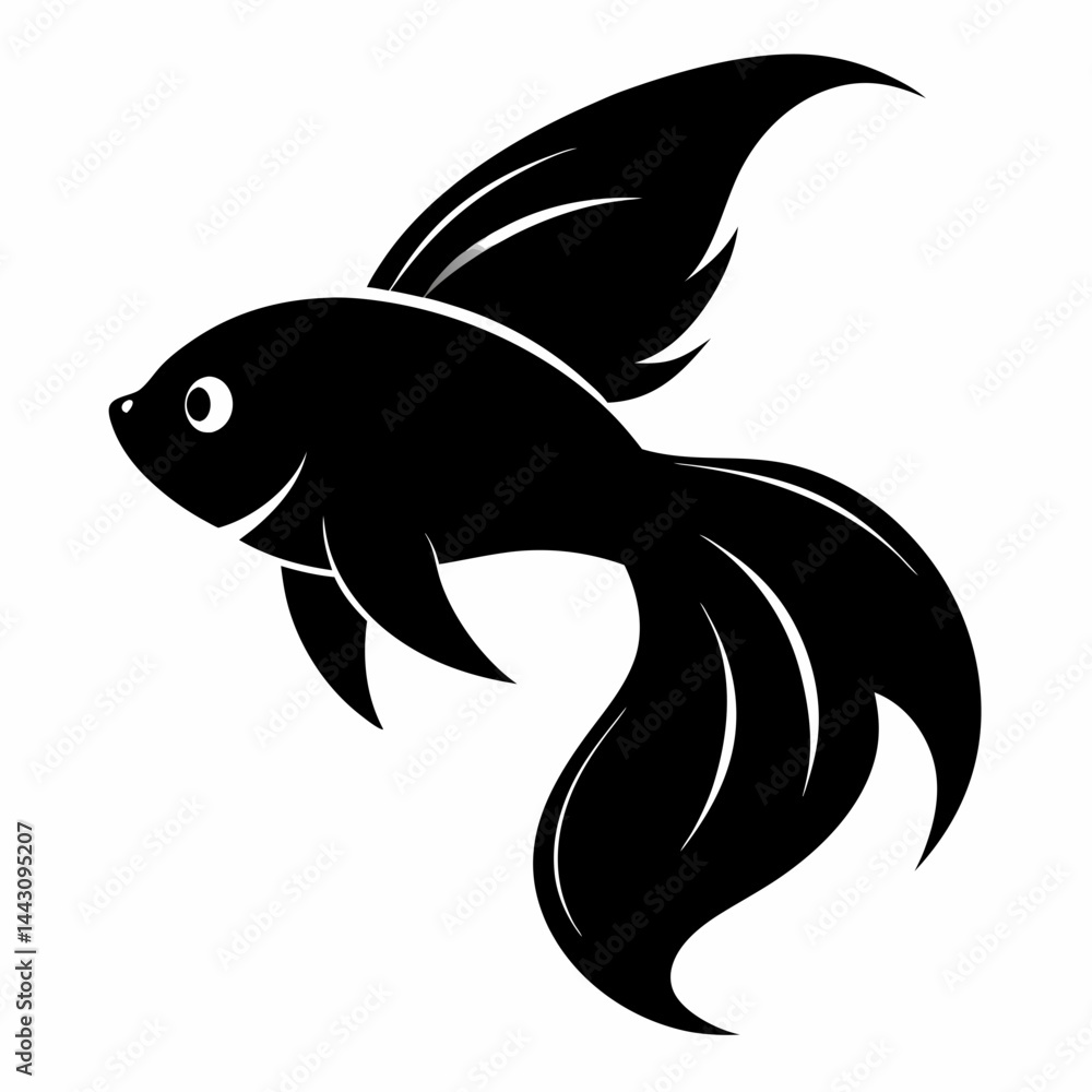 Obraz premium Fish vector silhouette on white background