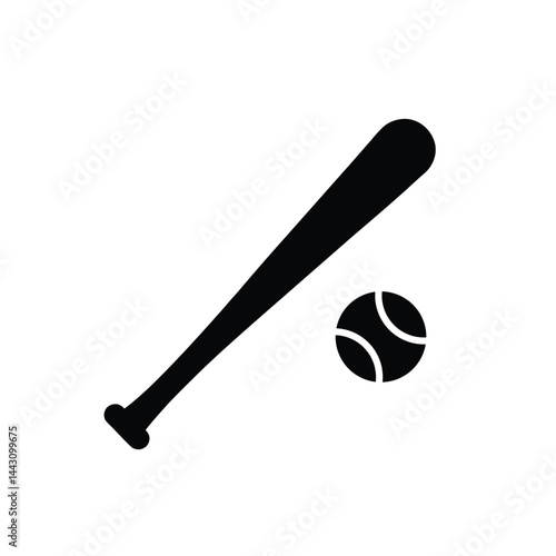 baseball bat and ball silhouette vector symbol on white background