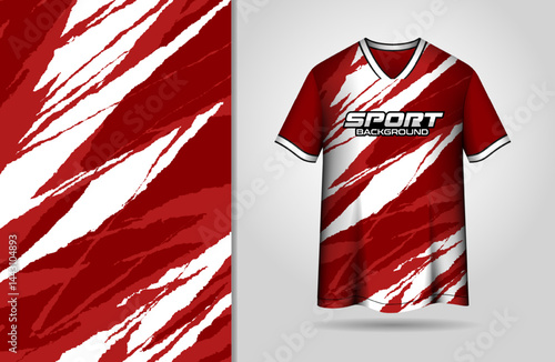 Abstract grunge white and red background for sports jersey design