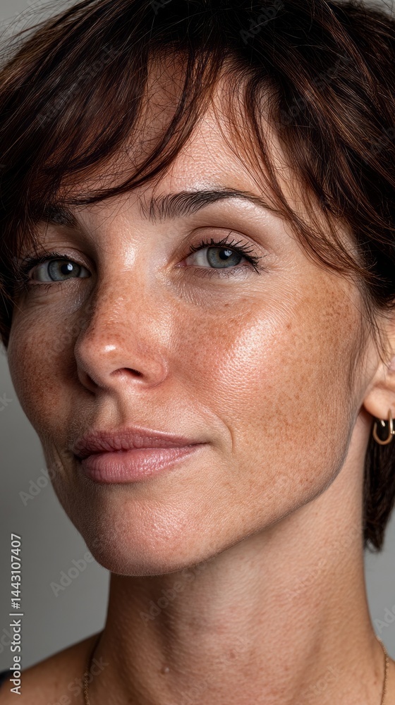 Fototapeta premium A woman with a tan face and brown hair