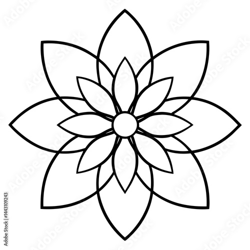 Celestial Flower Mandala Outline Design