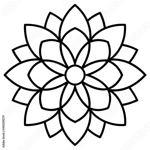 Celestial Flower Mandala Outline Design