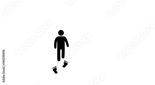 Man Leaving Footprints black and white icon