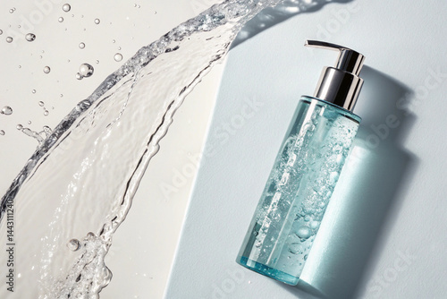 An image of a cosmetic container and a stream of water - generated by ai