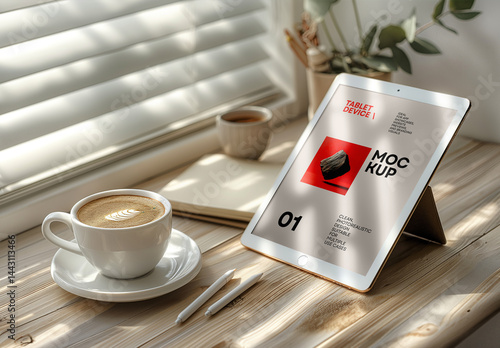 Tablet Device Mockup for App & Web Design – Photorealistic Display for Digital Presentations, App Showcases, and Website Previews