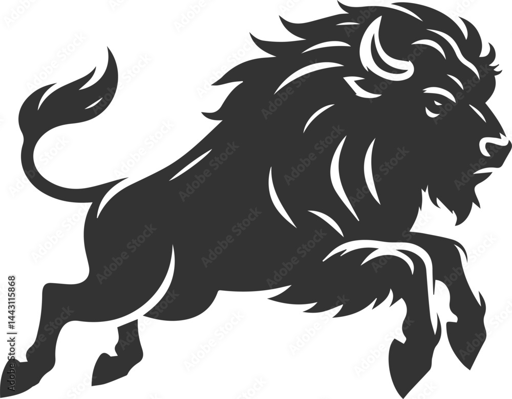Fototapeta premium Vector animal bison silhouette