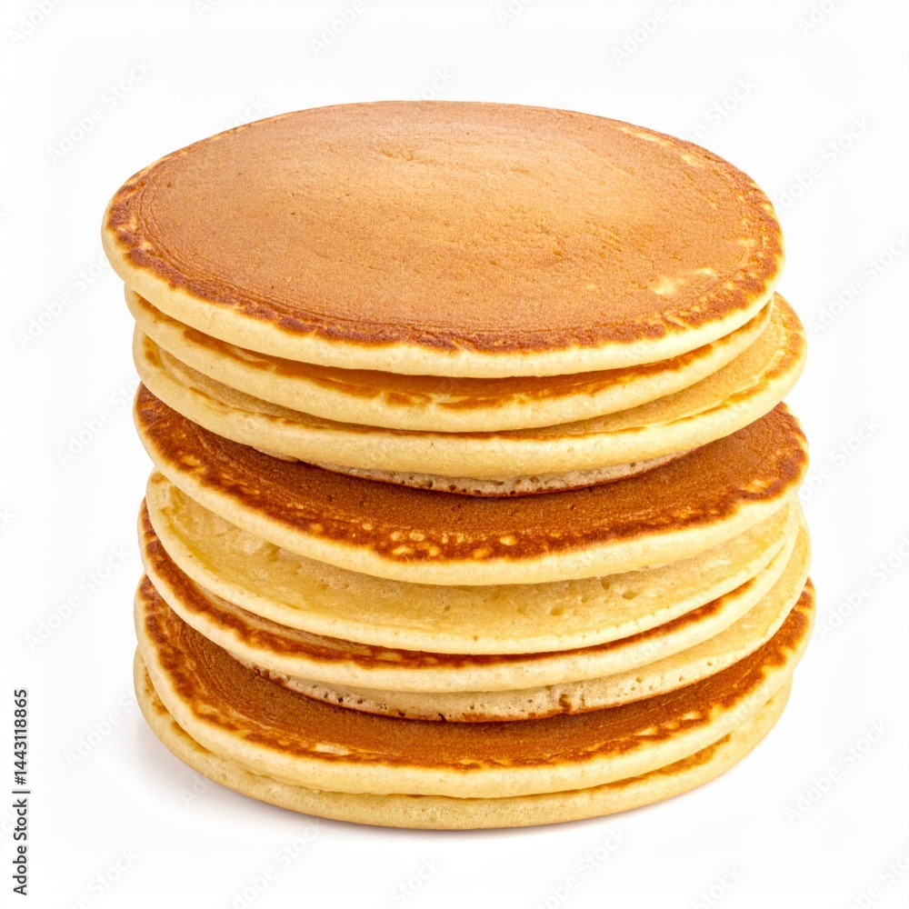 Stack of Golden Brown Fluffy Pancakes on White Plate Stack of Golden Brown Fluffy Pancakes on White Plate