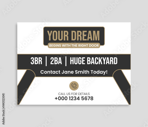 Modern Home sale business real estate company yard sign or signage design.