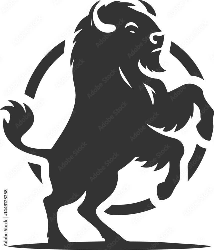 Obraz premium Vector animal bison silhouette