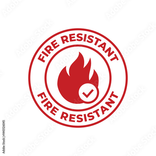 Fire resistant sign isolated on white background.