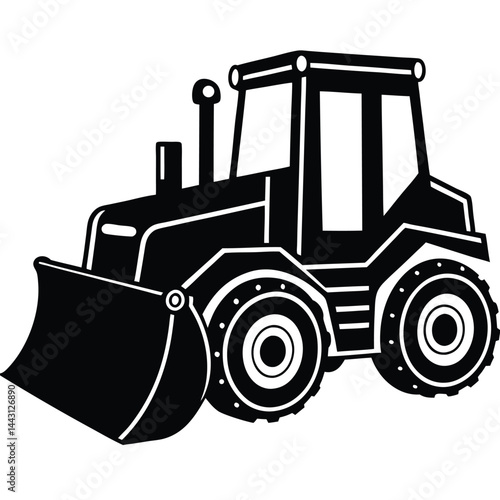 Farm tractor, black and white silhouette logo design isolated on a white background.  A farm Tractor Silhouette. Vector illustration, Farm Tractor silhouette vector illustration, Tractor silhouette.