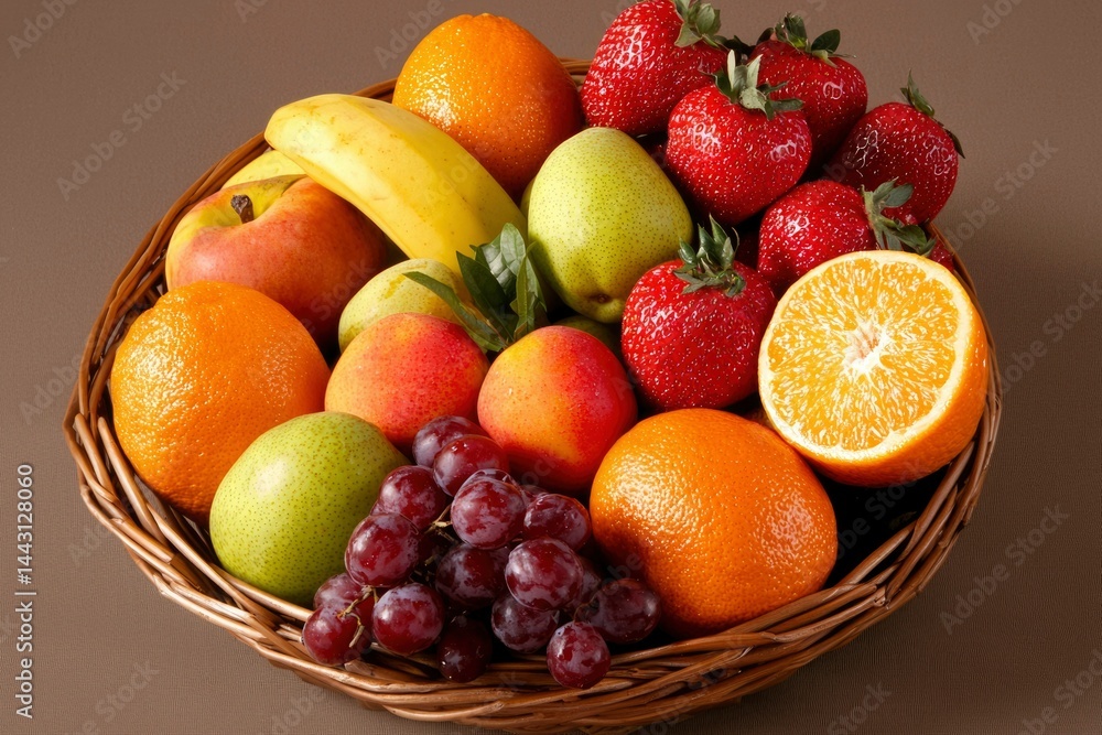 Assorted fresh fruit in basket Assorted fresh fruit in basket