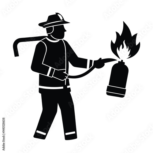 Fire Extinguisher Silhouette Vector Icon