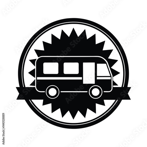 Caravan with Sump Silhouette Vector Icon