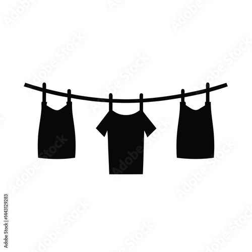 Clothesline Outdoor Silhouette Vector Icon
