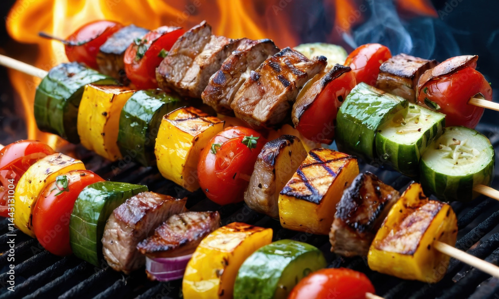 Grilled vegetables, outdoor cooking, summer meal