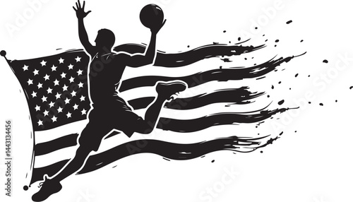basketball, player, "Stars & Stripes Slam Dunk" usa,   flag vector bundle