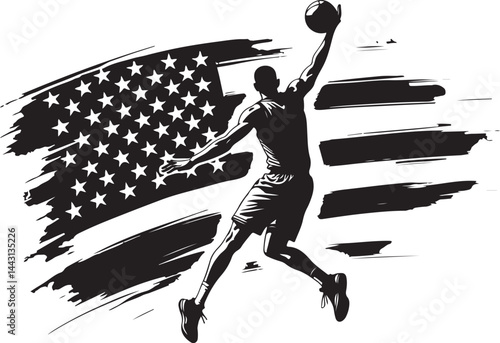 basketball, player, "Stars & Stripes Slam Dunk" usa,   flag vector bundle
