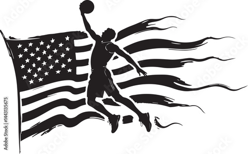 basketball, player, "Stars & Stripes Slam Dunk" usa,   flag vector bundle