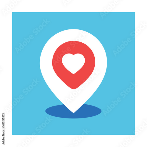Modern Location Pin with Heart for Travel Apps and Dating
