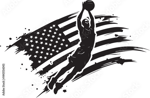 basketball, player, "Stars & Stripes Slam Dunk" usa,   flag vector bundle