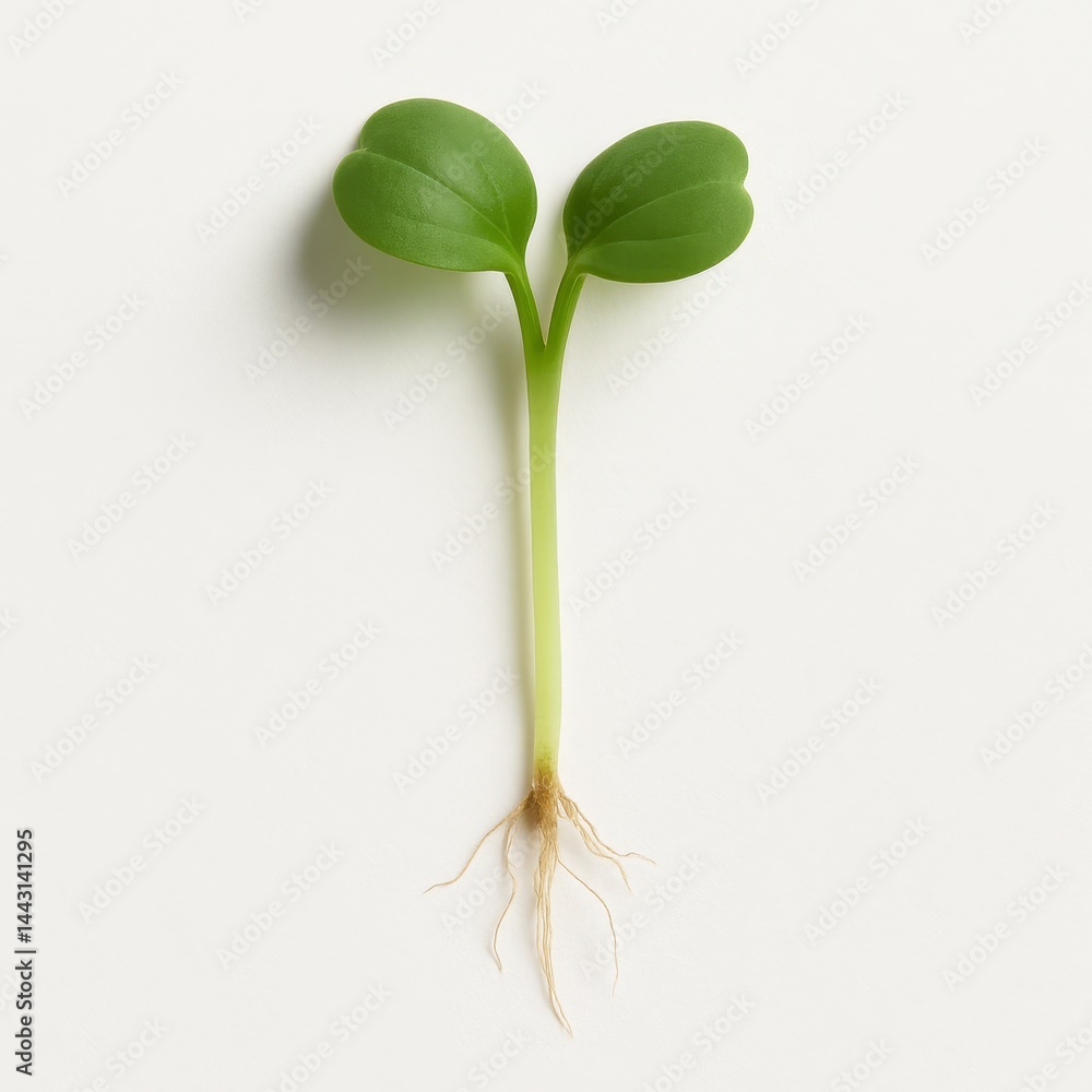Microgreens tatsoi sprout with roots isolated on white background Microgreens tatsoi sprout with roots isolated on white background