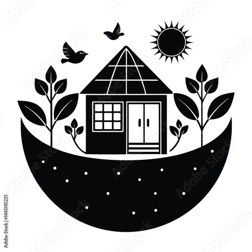 eco house icon vector art