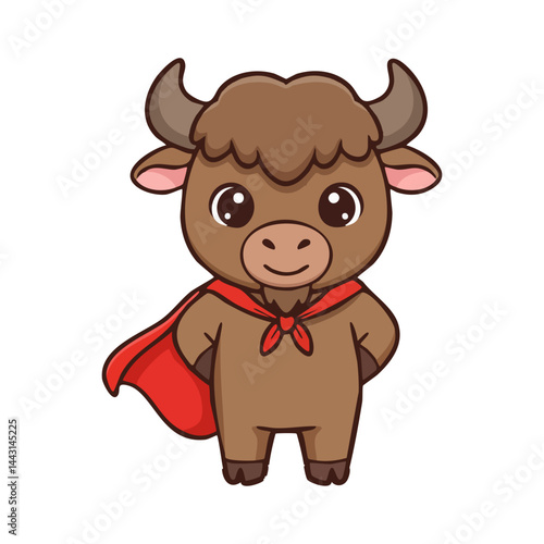cute icon character buffalo hero