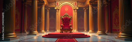 The majestic royal throne is situated within an opulent grand hall created using artificial intelligence generative design techniques._00001_