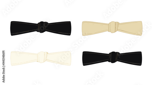 Collection of Fabric Bows in Black, Beige, and Cream