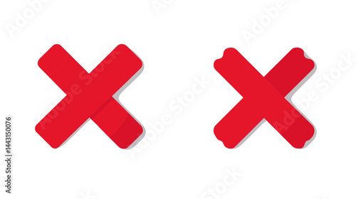 Two Red Cross X Marks on White Background
